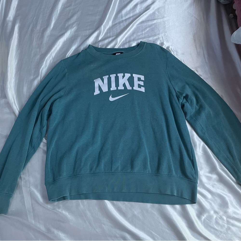 Nike Teal Crew Neck Sweater with Swoosh Logo